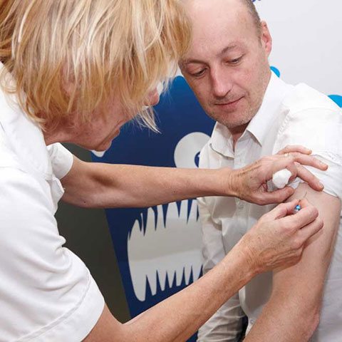 Man getting his Flu Jab