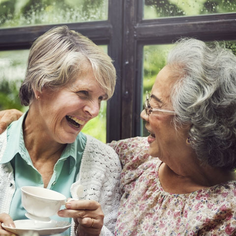 Elderly mother and daughter