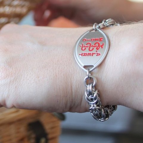 medical id bracelet on person's wrist